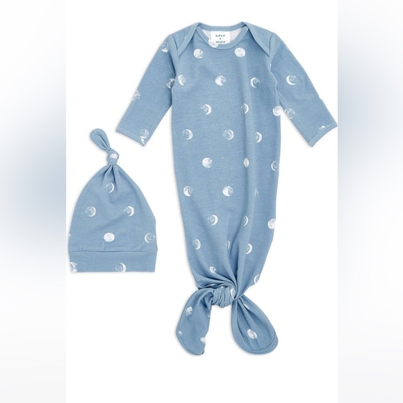 Aden + Anais knotted onesie with matching cap, unisex, size 0-3 months - Picture 2 of 11